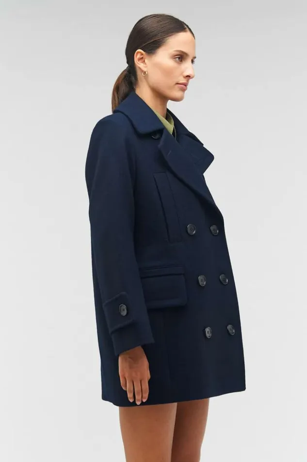 Oroton Jackets and Outerwear Women Double Breasted Pea Coat North Sea