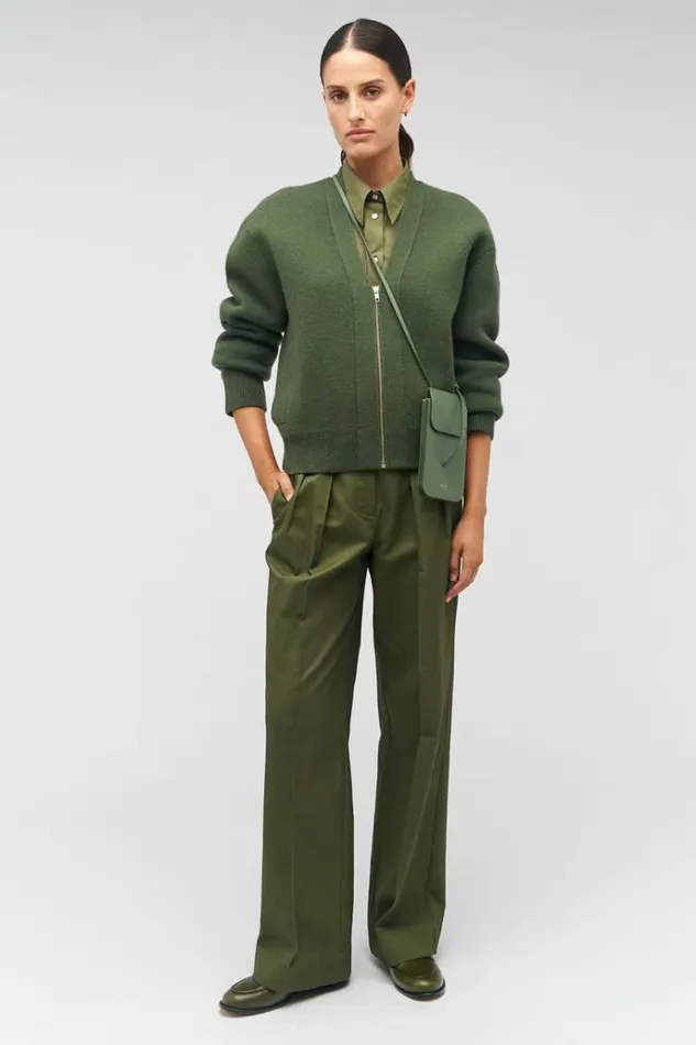 Oroton Knitwear Women Knit Bomber Green Olive