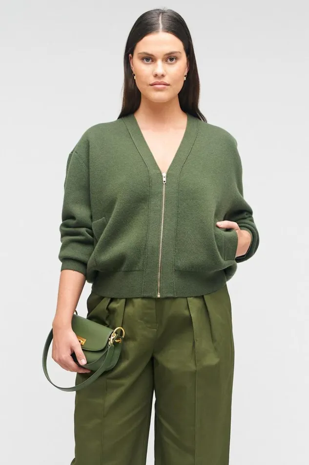 Oroton Knitwear Women Knit Bomber Green Olive