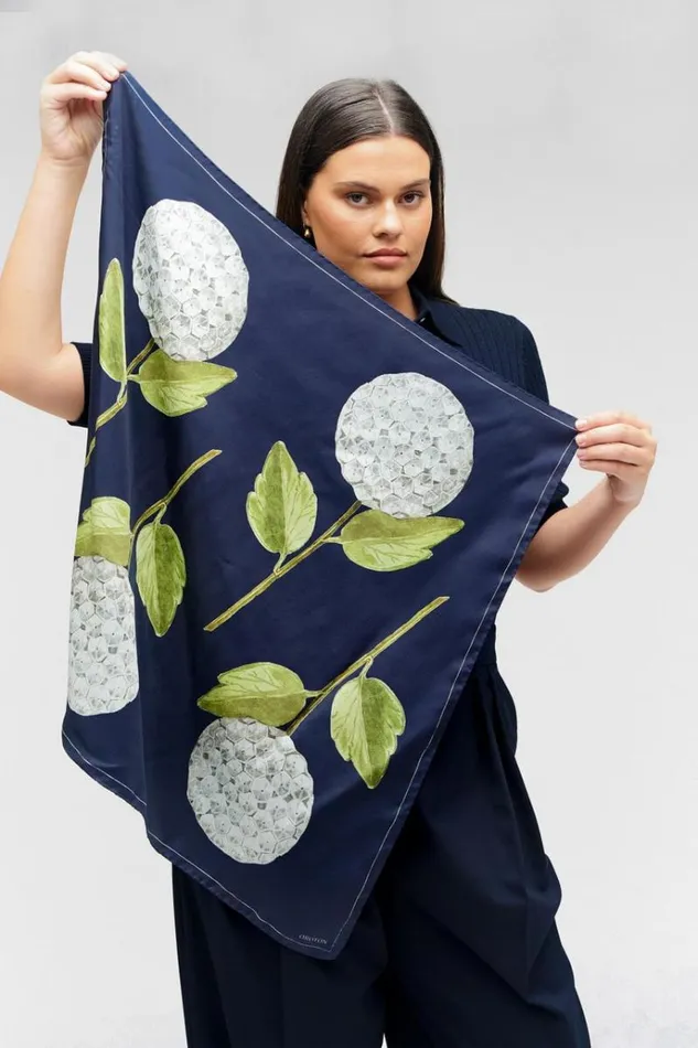 Oroton Scarves Accessories Snowball Silk Scarf North Sea