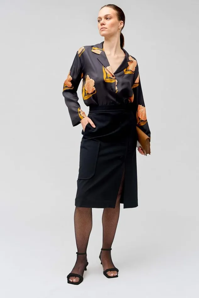 Oroton Skirts Women ALine Button Detail Skirt Black