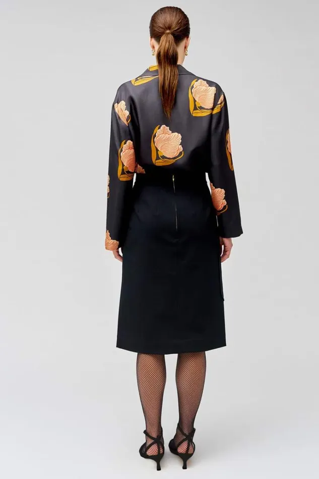 Oroton Skirts Women ALine Button Detail Skirt Black