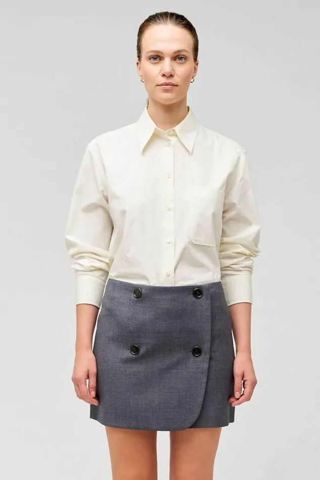 Oroton Skirts Women Double Breasted Mini Skirt Dark Ash