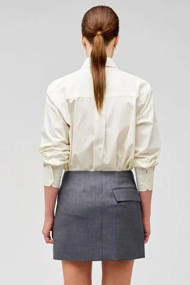 Oroton Skirts Women Double Breasted Mini Skirt Dark Ash