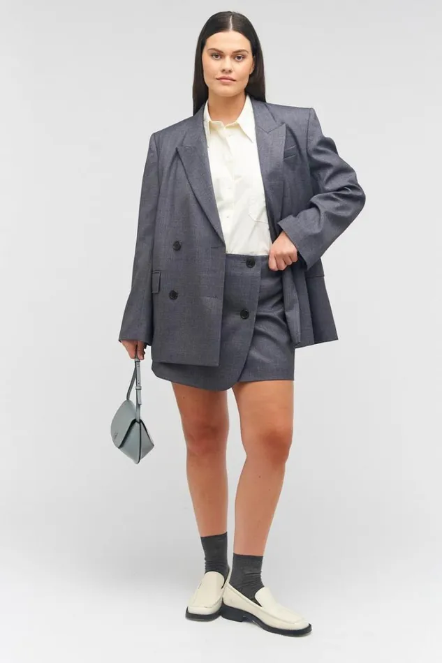 Oroton Skirts Women Double Breasted Mini Skirt Dark Ash