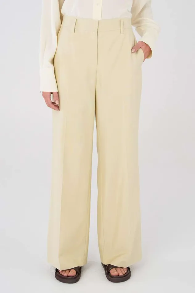 Oroton Suiting Women Flat Front Pant Almond