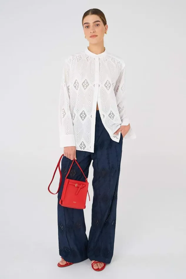 Oroton Tops Women Diamond Lace Tunic White