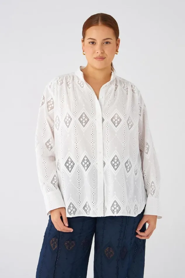 Oroton Tops Women Diamond Lace Tunic White