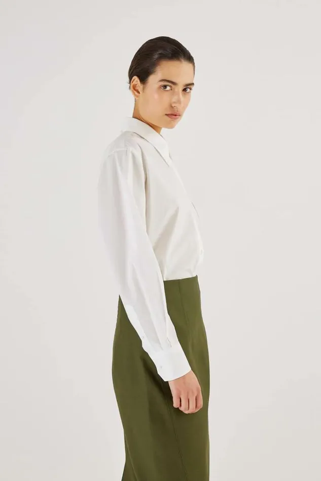 Oroton Tops Women Poplin Long Sleeve Shirt White