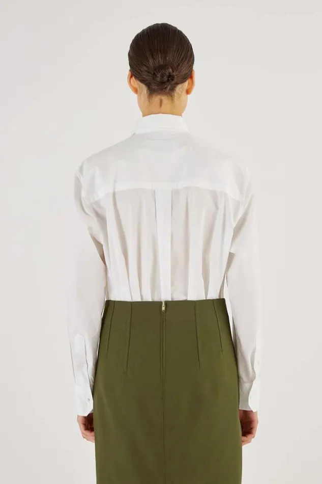 Oroton Tops Women Poplin Long Sleeve Shirt White