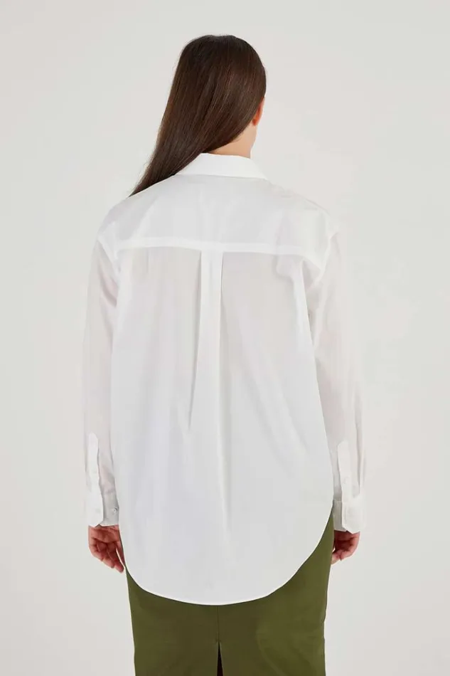 Oroton Tops Women Poplin Long Sleeve Shirt White