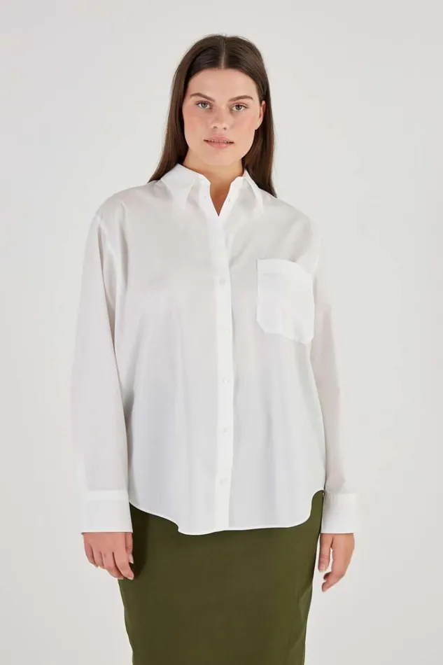 Oroton Tops Women Poplin Long Sleeve Shirt White