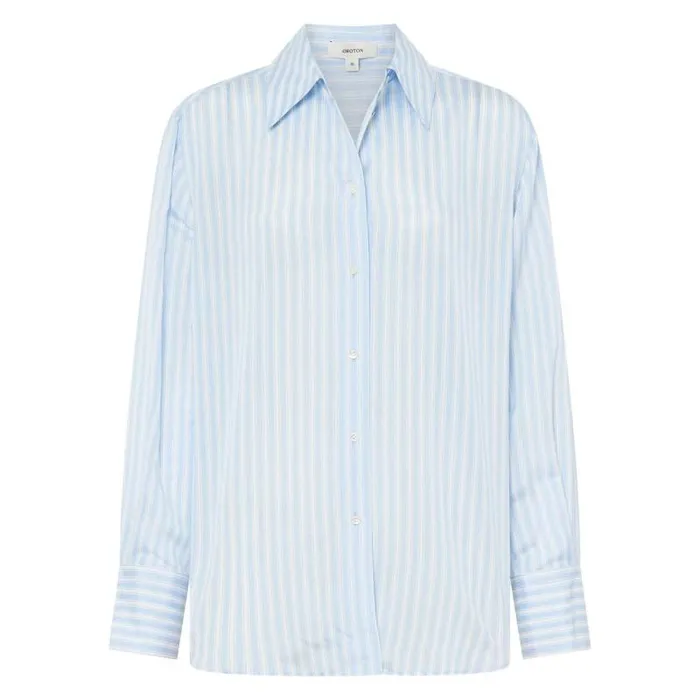Oroton Tops Women Sheer Stripe Shirt Delft Blue