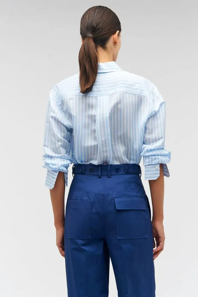 Oroton Tops Women Sheer Stripe Shirt Delft Blue
