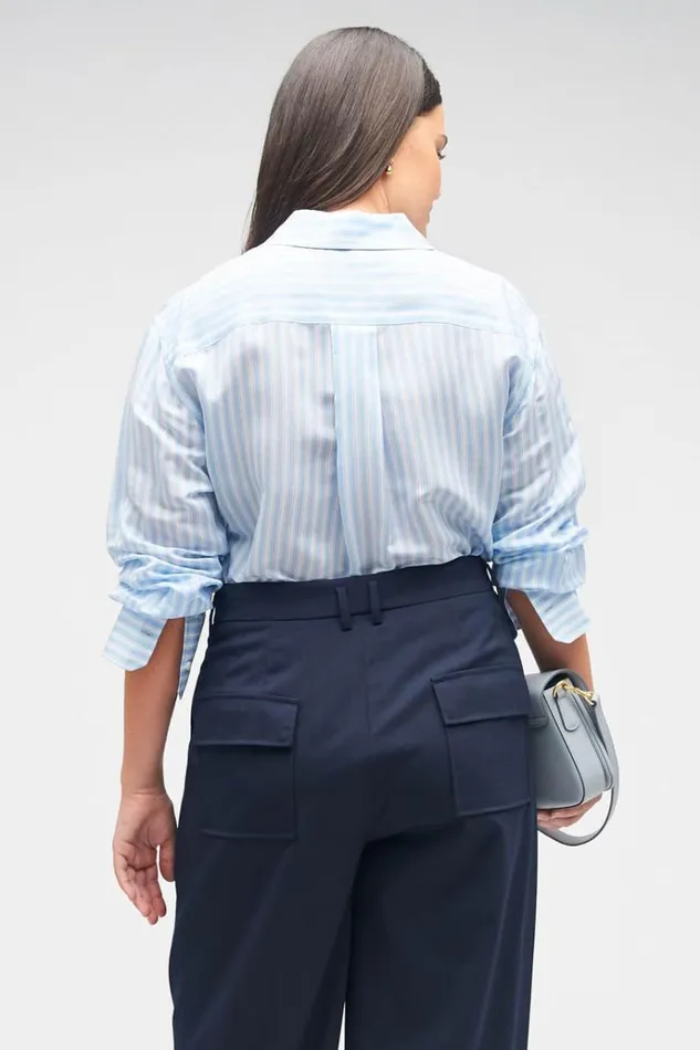 Oroton Tops Women Sheer Stripe Shirt Delft Blue