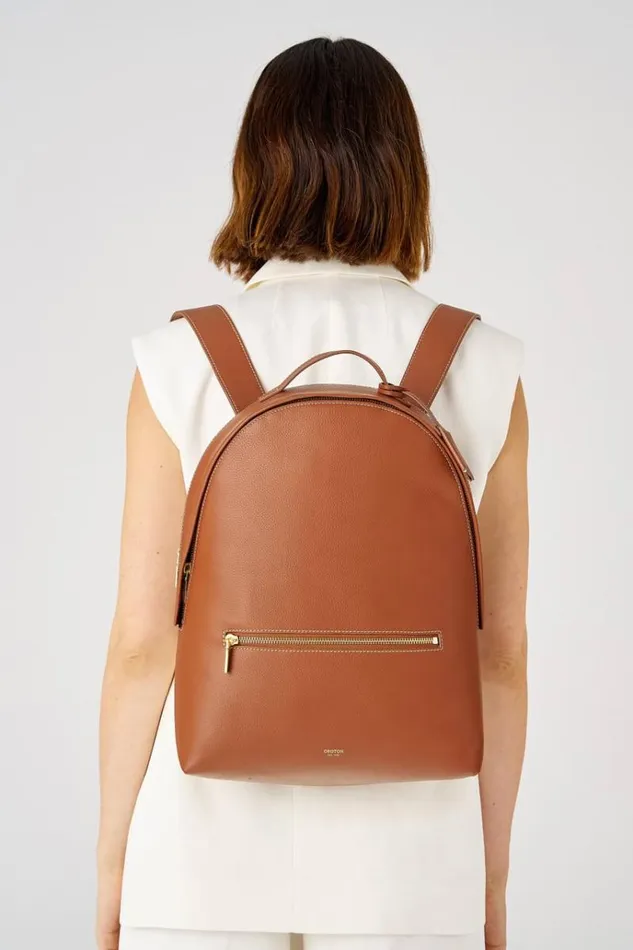 Oroton Work Women Margot Zip Backpack Whiskey