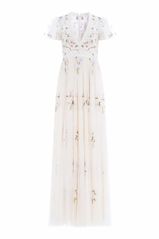 Petunia Cap Sleeve Gown Champagne Women Needle and Thread Dresses