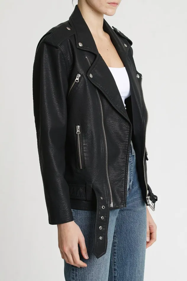Pistola Denim Blaine Boyfriend Moto 8211 Slate Black Women Jackets and Outerwear