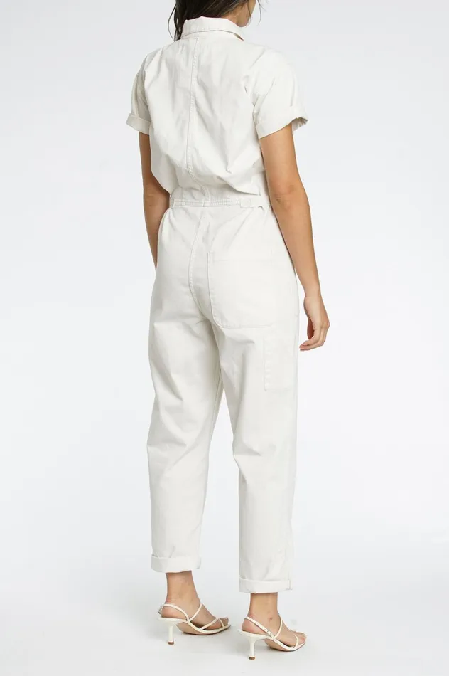 Pistola Denim Grover Short Sleeve Field Suit 8211 Antique White Women Jumpsuits and Dresses