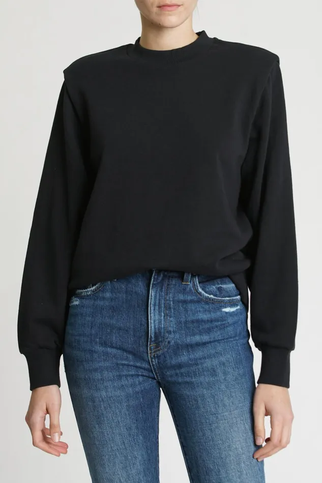 Pistola Denim Kirsten Shoulder Pad Sweatshirt 8211 Noir Women Tops