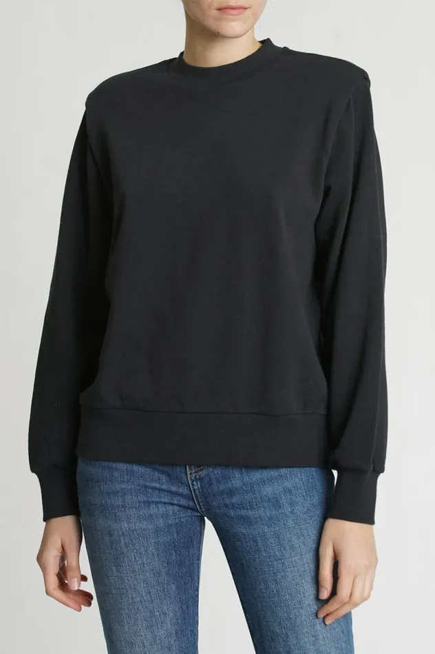 Pistola Denim Kirsten Shoulder Pad Sweatshirt 8211 Noir Women Tops