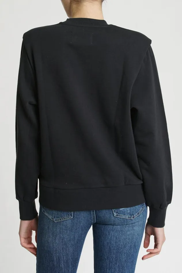 Pistola Denim Kirsten Shoulder Pad Sweatshirt 8211 Noir Women Tops