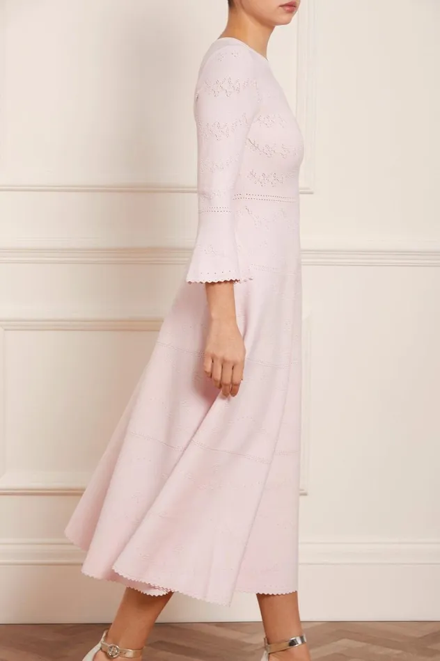 Pretty Pointelle Knit Ankle Gown Pink Women Needle and Thread Dresses