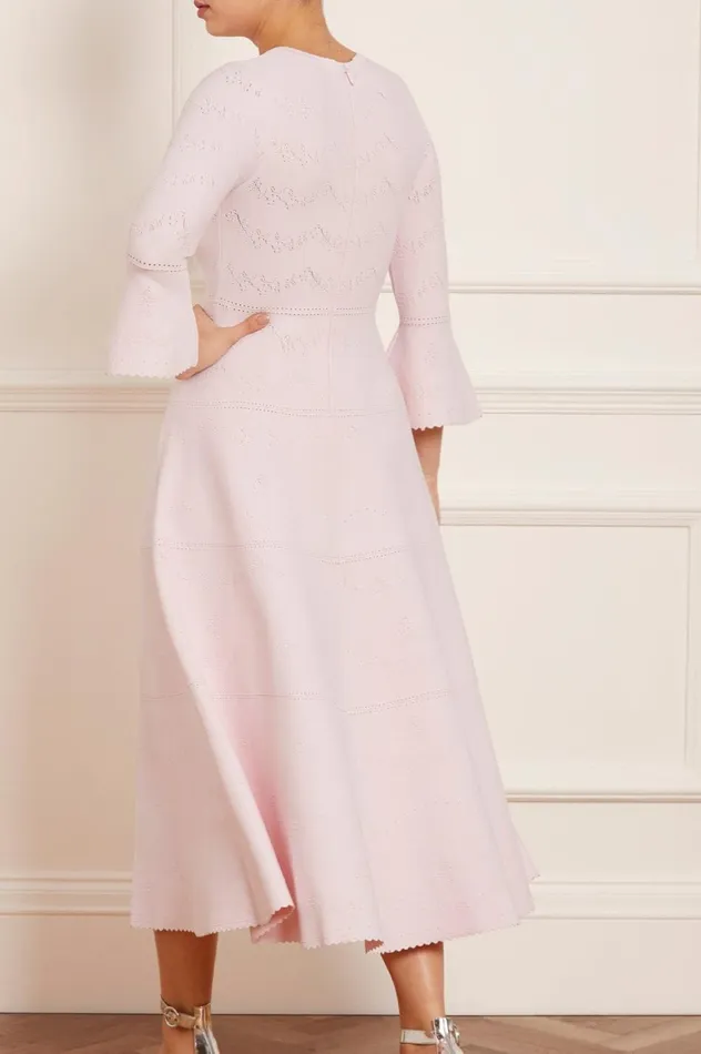 Pretty Pointelle Knit Ankle Gown Pink Women Needle and Thread Dresses