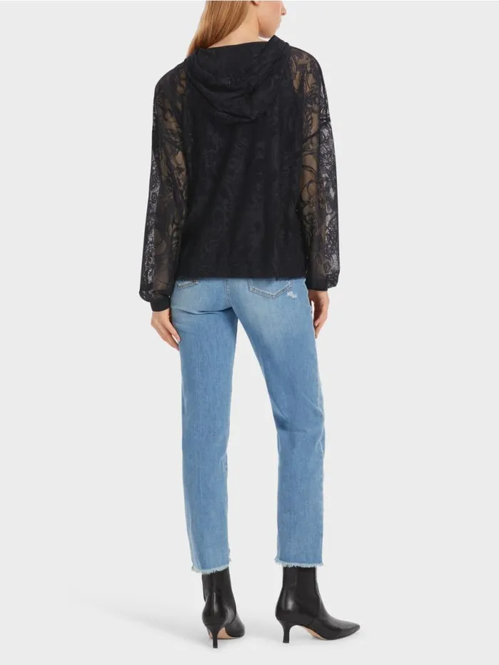 Pullover and Sweatshirts Damen Marc Cain Hoodie Aus Tllspitze Midnight Blue