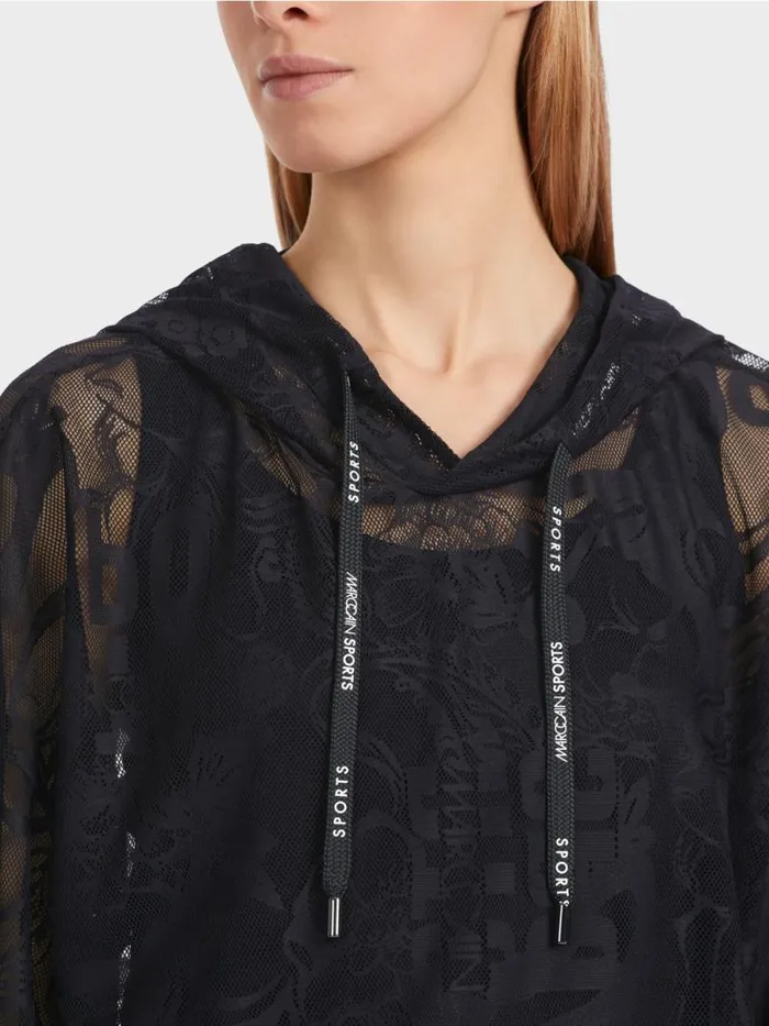 Pullover and Sweatshirts Damen Marc Cain Hoodie Aus Tllspitze Midnight Blue