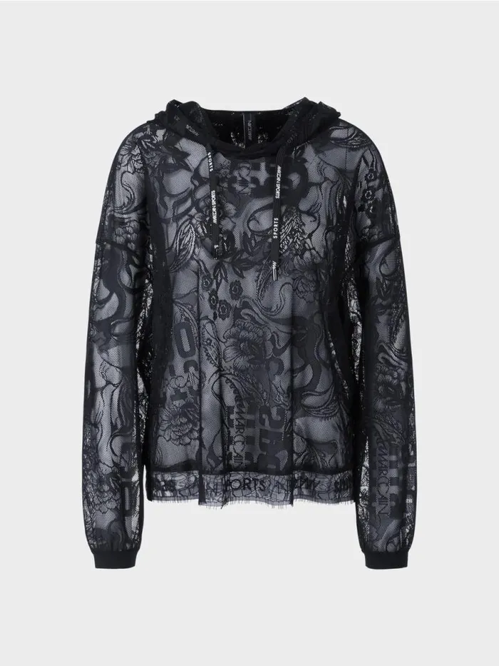 Pullover and Sweatshirts Damen Marc Cain Hoodie Aus Tllspitze Midnight Blue