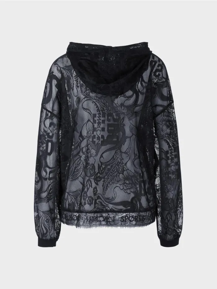 Pullover and Sweatshirts Damen Marc Cain Hoodie Aus Tllspitze Midnight Blue