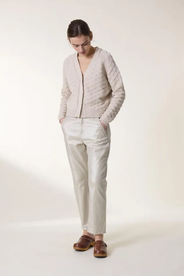 Pulls and Vests Women Leon and Harper Maeght Plain Cardigan Stone