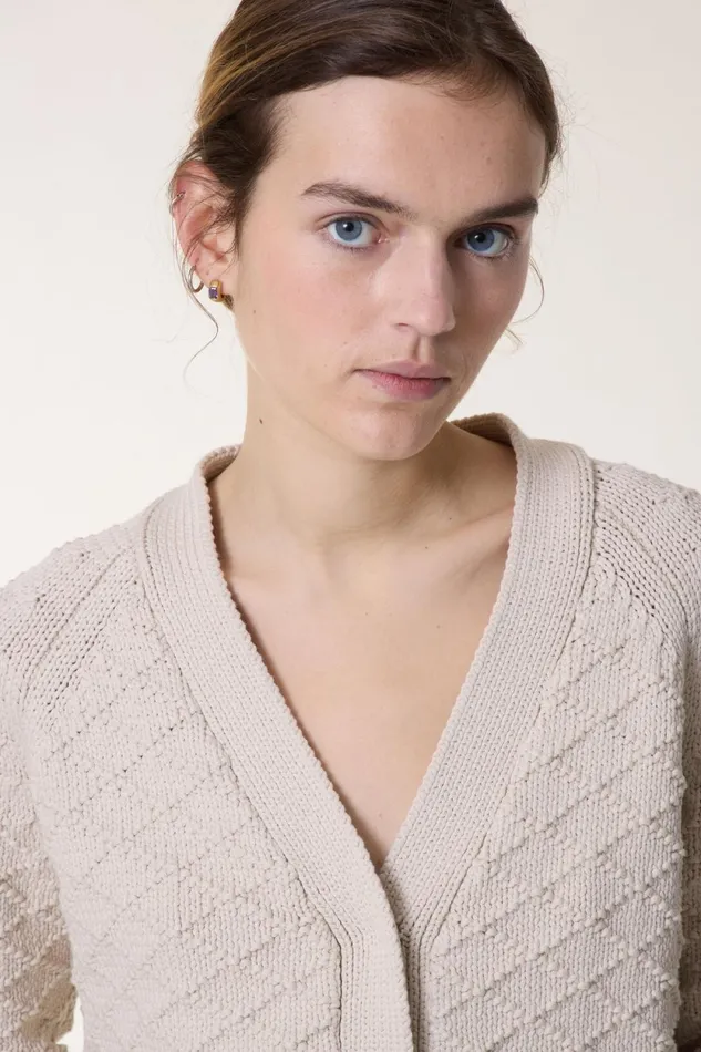 Pulls and Vests Women Leon and Harper Maeght Plain Cardigan Stone