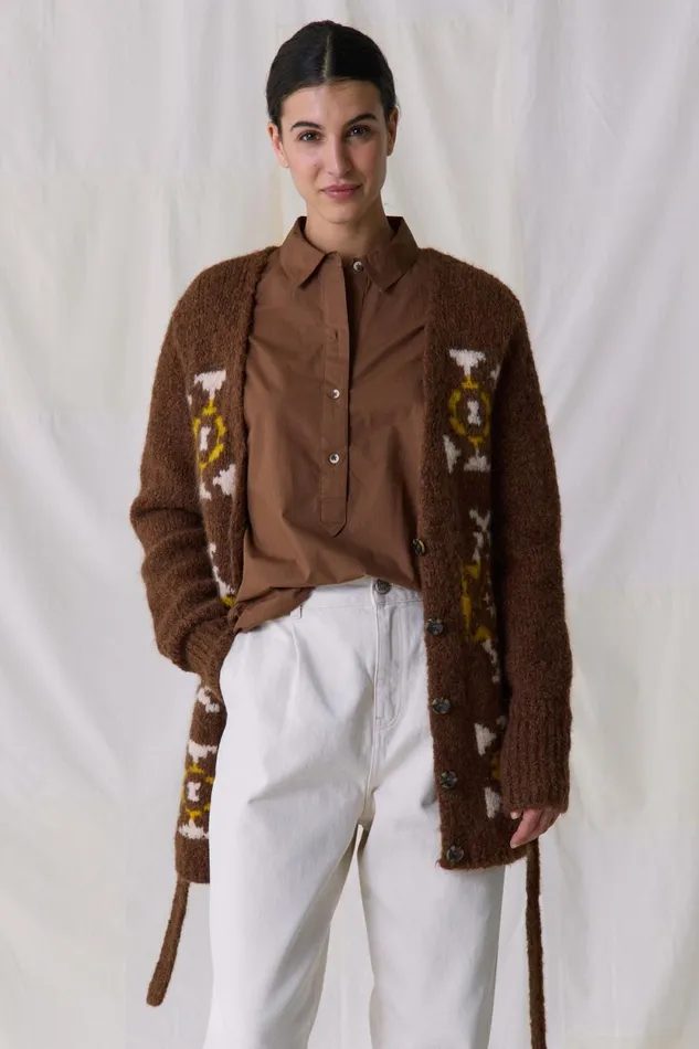 Pulls and Vests Women Leon and Harper Maya Mix Jumper Brown