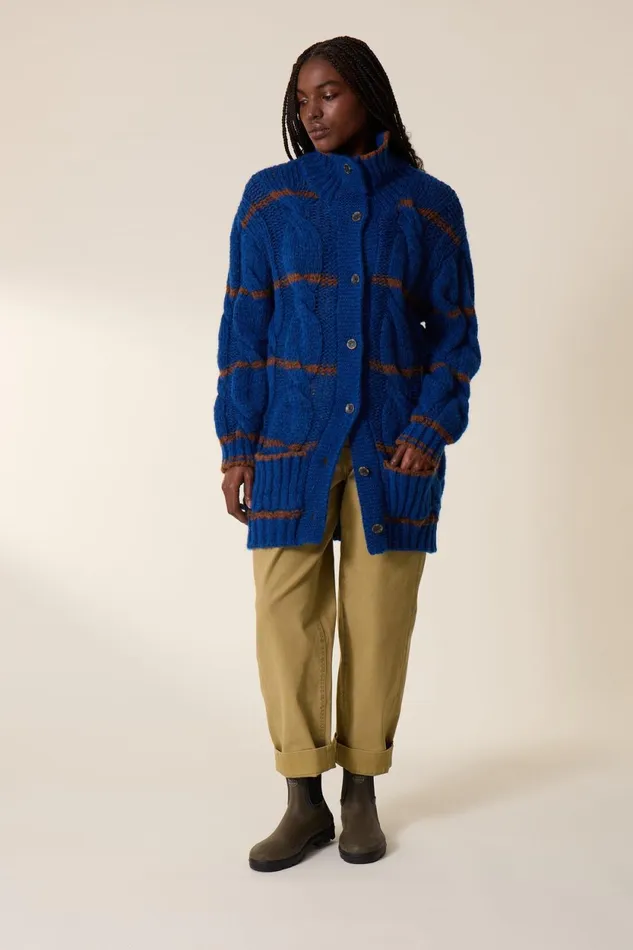 Pulls and Vests Women Leon and Harper Mucho Stripe Cardigan Blue