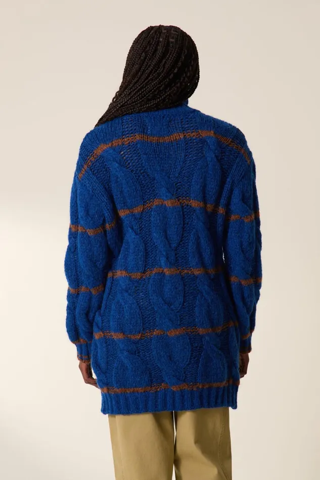Pulls and Vests Women Leon and Harper Mucho Stripe Cardigan Blue