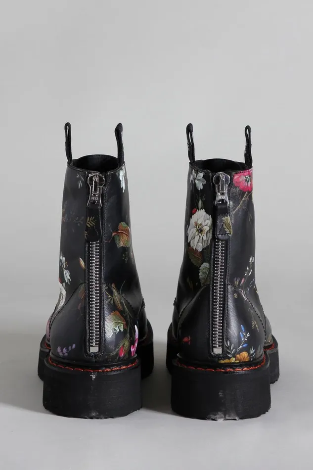 R13 Boots Women SINGLE STACK BOOT 8211 BLACK FLORAL