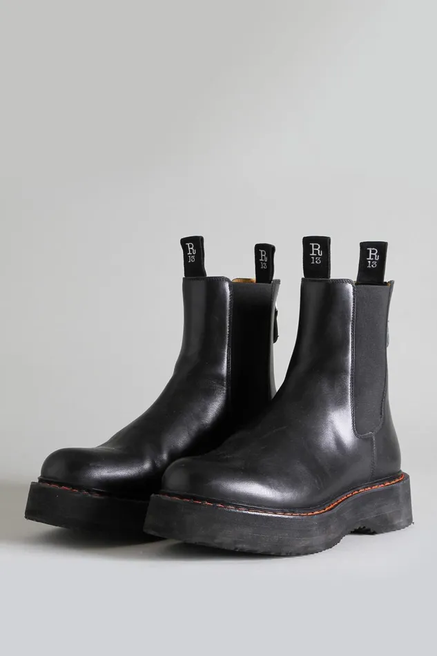R13 Boots Women SINGLE STACK CHELSEA BOOT 8211 BLACK