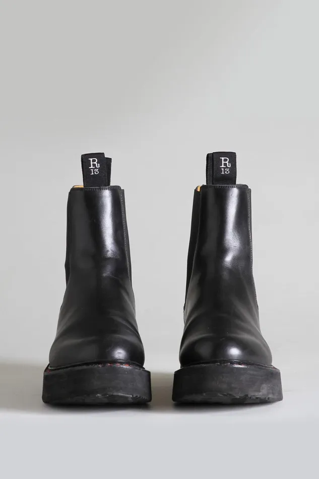 R13 Boots Women SINGLE STACK CHELSEA BOOT 8211 BLACK