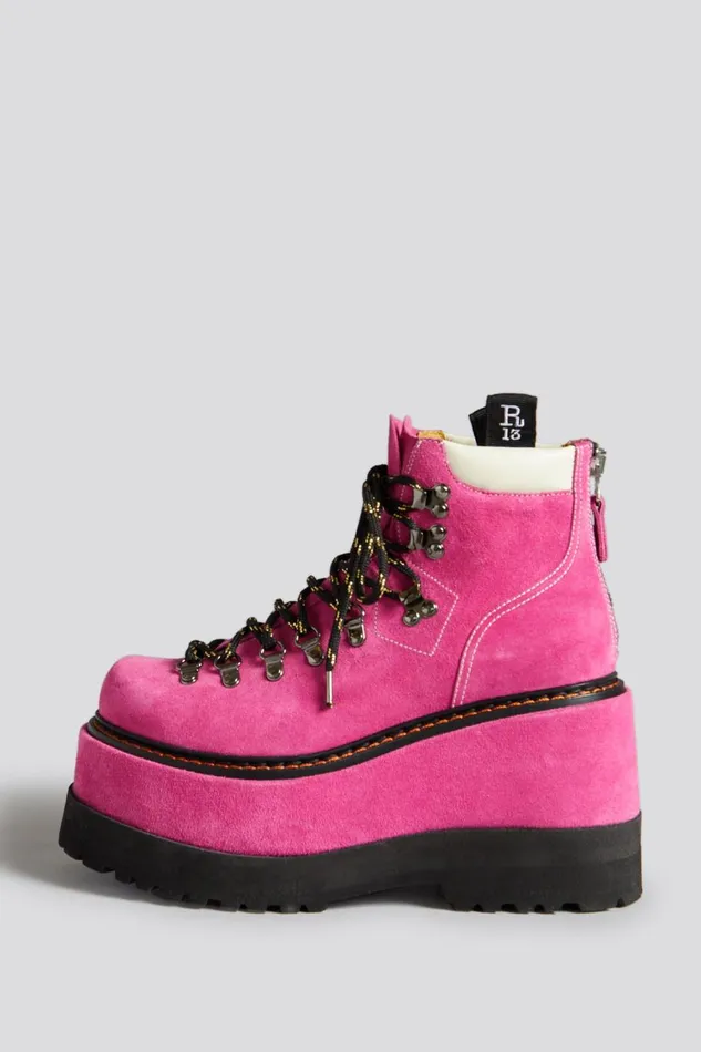 R13 Boots Women TRAILBLAZER HIKING BOOT 8211 PINK SUEDE