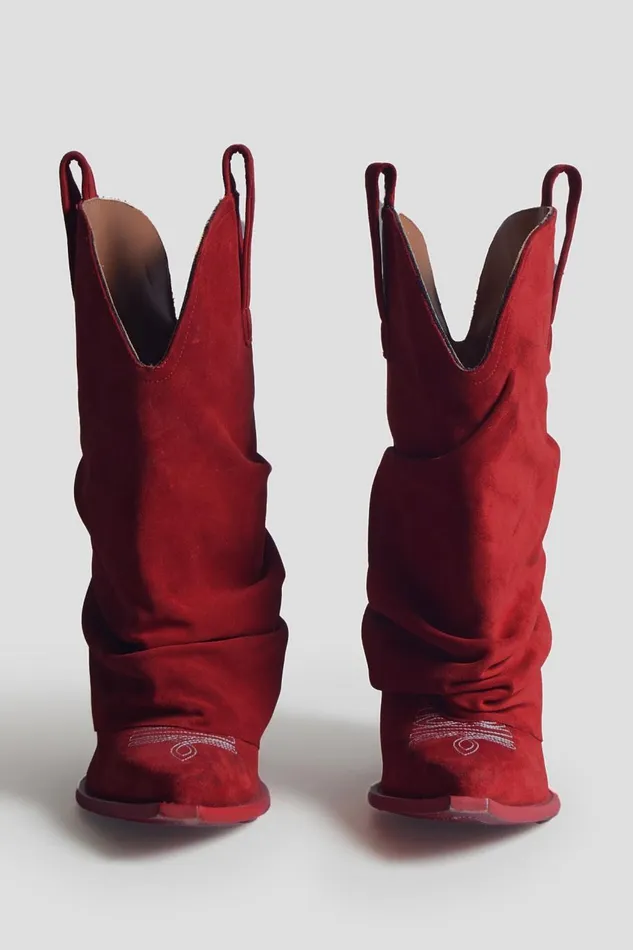 R13 Cowboys Women LOW RIDER COWBOY BOOT 8211 RED SUEDE