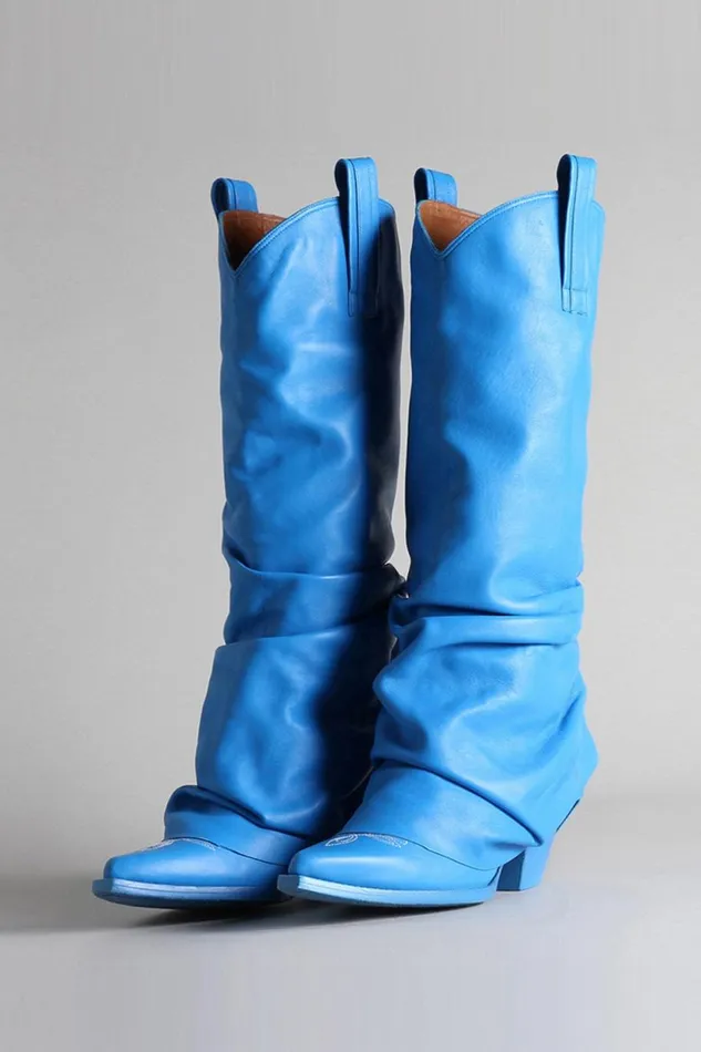R13 Cowboys Women Mid Cowboy Boots 8211 Electric Blue