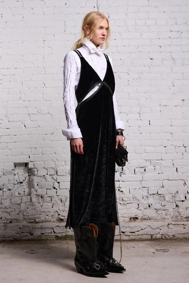 R13 Dresses and Skirts Women ZIPPER GRUNGE SLIP 8211 BLACK VELVET
