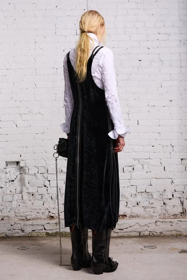 R13 Dresses and Skirts Women ZIPPER GRUNGE SLIP 8211 BLACK VELVET