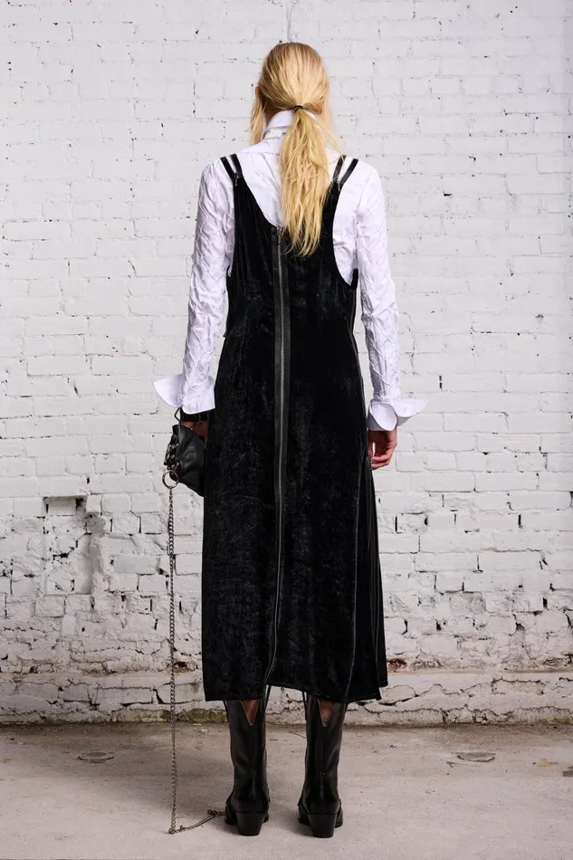 R13 Dresses and Skirts Women ZIPPER GRUNGE SLIP 8211 BLACK VELVET