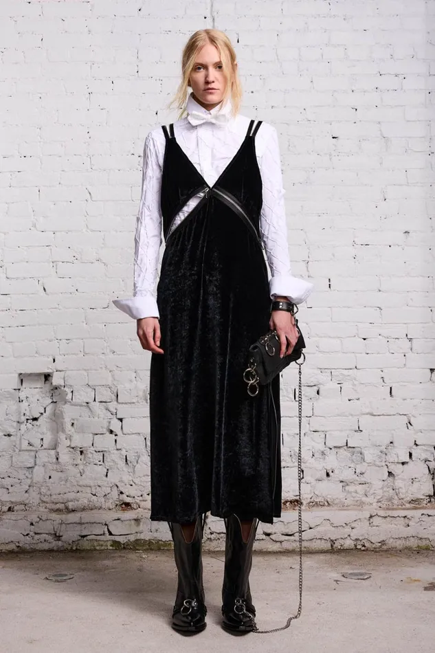 R13 Dresses and Skirts Women ZIPPER GRUNGE SLIP 8211 BLACK VELVET