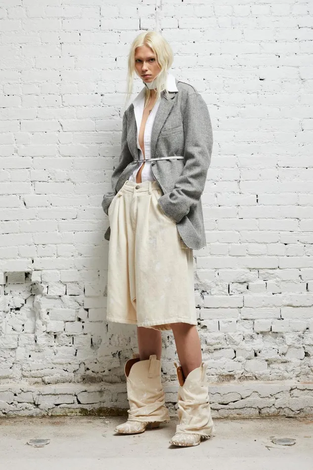 R13 Drop Women JESSE CARPENTER SHORT 8211 KOZE ECRU