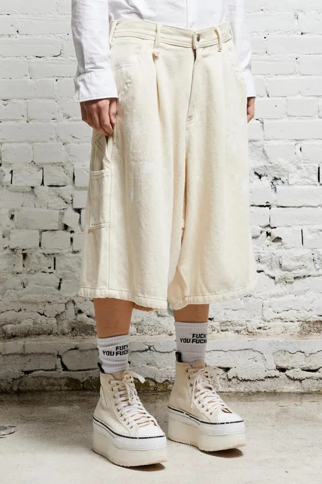 R13 Drop Women JESSE CARPENTER SHORT 8211 KOZE ECRU