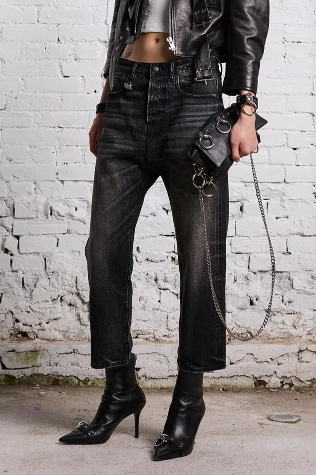 R13 Drop Women TAILORED DROP 8211 ETON SELVEDGE BLACK